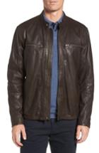 Men's Cole Haan Washed Lamb Leather Moto Jacket, Size - Brown