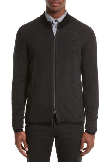 Men's Emporio Armani Cashmere Zip Cardigan - Black