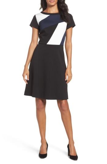 Women's Ellen Tracy Colorblock Fit & Flare Dress - Blue