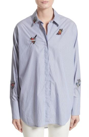 Women's Belstaff Shauna Applique Cotton Shirt Us / 42 It - White