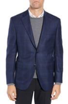 Men's Peter Millar Classic Fit Navy Plaid Sport Coat R - Blue