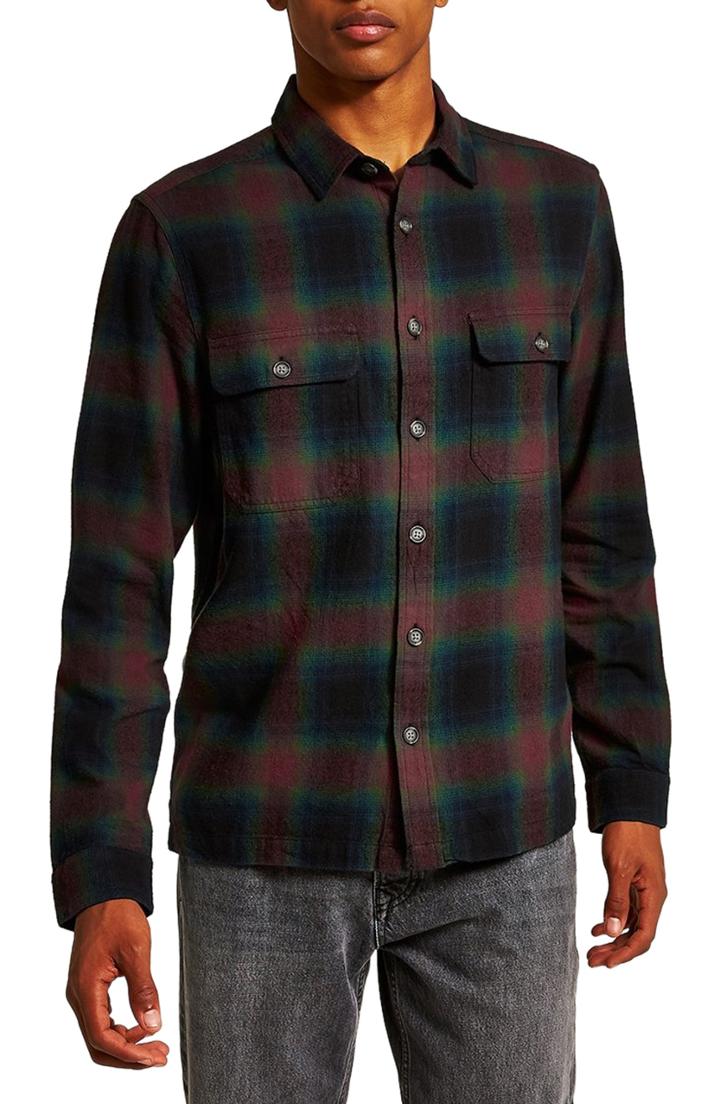 Men's Topman Cormack Check Classic Shirt - Red