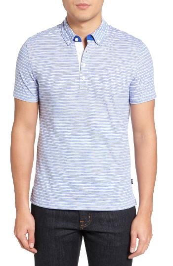 Men's Boss Platt Flame Stripe Polo - Blue