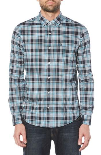 Men's Original Penguin Stretch Plaid Button-down Shirt - Blue