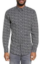 Men's Slate & Stone Trim Fit Star Print Sport Shirt, Size - Black