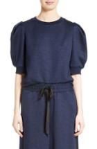 Women's Adam Lippes Jersey Puff Sleeve Sweatshirt - Blue