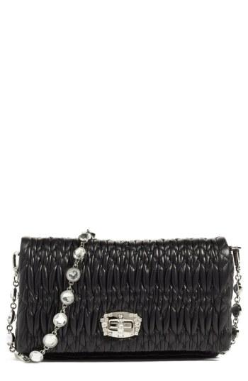 Miu Miu Small Crystal Embellished Leather Shoulder Bag -