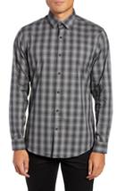Men's Calibrate Mini Collar Nep Plaid Sport Shirt - Black