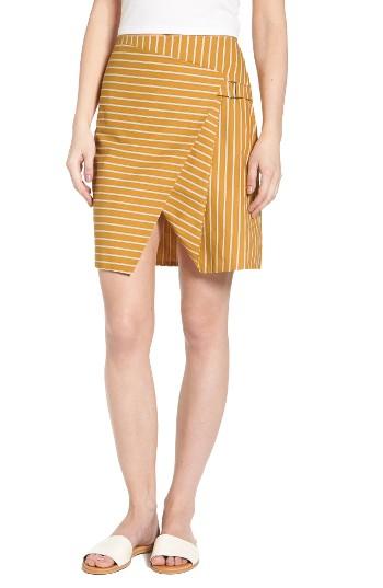Women's J.o.a. Asymmetrical Stripe Skirt - Yellow