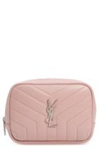 Saint Laurent Loulou Matelasse Leather Cosmetics Case - Pink