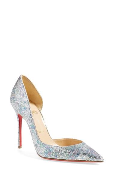 Women's Christian Louboutin 'iriza' Half D'orsay Glitter Pump