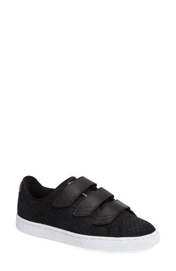 Women's Puma Basket Strap Exoticskin Sneaker .5 M - Black