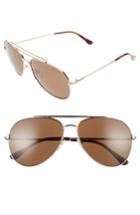 Women's Tom Ford Indiana 58mm Polarized Aviator Sunglasses - Rose Gold/ Blonde/ Brown Polar