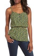 Women's Gibson Peplum Button Front Tank, Size - Black