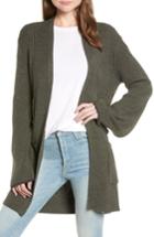Women's Hinge Tipped Bell Sleeve Cardigan, Size - Green