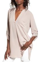 Women's Lush Perfect Roll Tab Sleeve Tunic - Grey