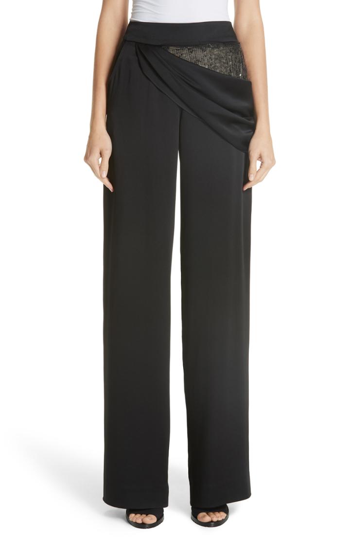 Women's Monse Sequin Panel Wide Leg Pants - Black
