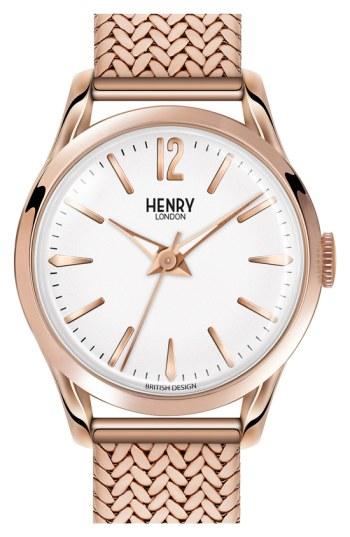 Women's Henry London 'richmond' Analog Mesh Strap Watch, 25mm