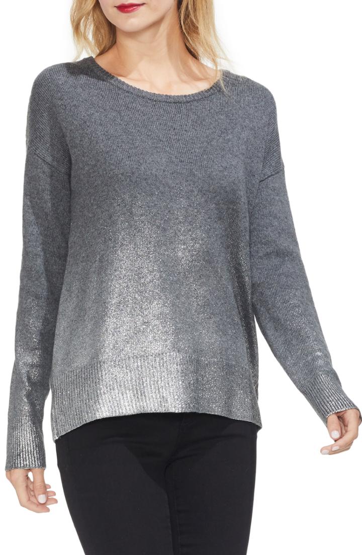 Women's Vince Camuto Long Sleeve Foiled Ombre Sweater - Grey