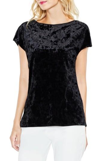 Women's Vince Camuto Extended Shoulder Crushed Velvet Top, Size - Black