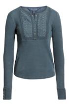 Women's Lucky Brand Emboidered Yoke Cotton Thermal Top