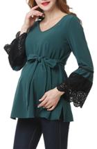 Women's Kimi And Kai Clara Peasant Maternity Blouse - Green
