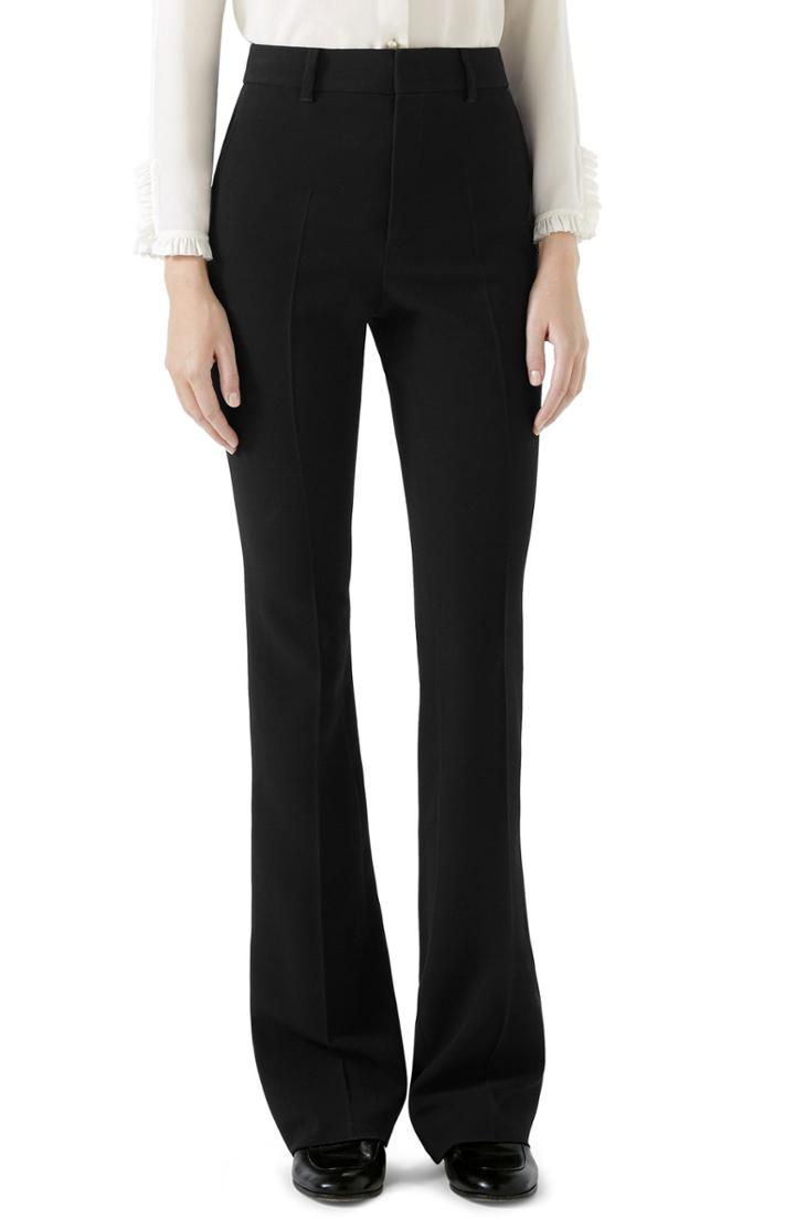 Women's Gucci Stretch Cady Skinny Flare Pants Us / 44 It - Black