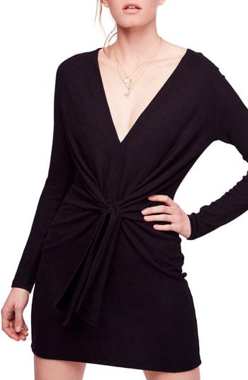 Women's Free People Ginger Cozy Tie Front Dress - Black