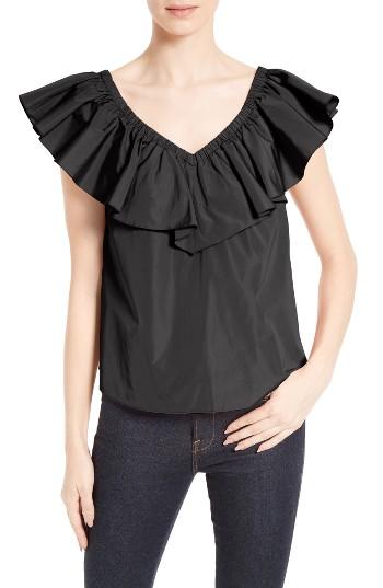 Women's Rebecca Taylor Off The Shoulder Taffeta Top - Black