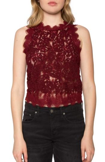Women's Willow & Clay Textured Lace Tank - Burgundy