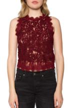Women's Willow & Clay Textured Lace Tank - Burgundy