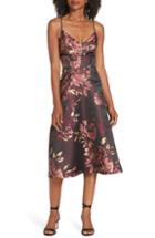 Petite Women's Eliza J Floral Midi Dress P - Burgundy