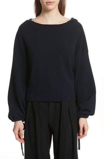 Women's Vince Scrunch Sleeve Wool & Cashmere Hoodie - Blue