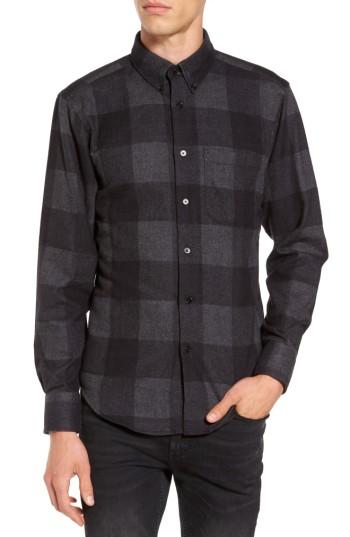 Men's Naked & Famous Denim Plaid Sport Shirt - Grey