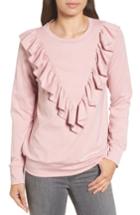 Women's Halogen Ruffle Ponte Sweater, Size - Pink