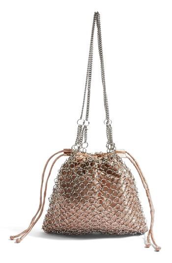 Topshop Cage Drawstring Shoulder Bag - Pink