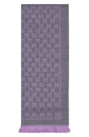 Women's Gucci Gg Jacquard Wool Scarf, Size - Purple