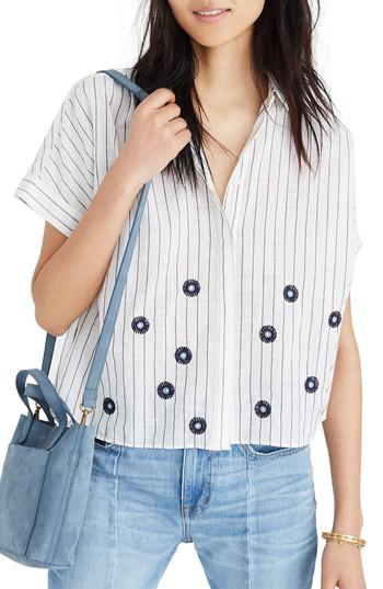Women's Madewell Embroidered Hilltop Shirt - Grey