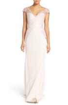 Women's Hayley Paige Occasions Cap Sleeve Lace & Chiffon Trumpet Gown - Pink