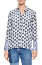 Women's Sandro Print Silk Shirt - Blue