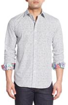 Men's Bugatchi Classic Fit Print Sport Shirt - Grey