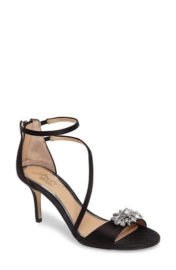 Women's Jewel Badgley Mischka Leighton Embellished Strappy Sandal .5 M - Black