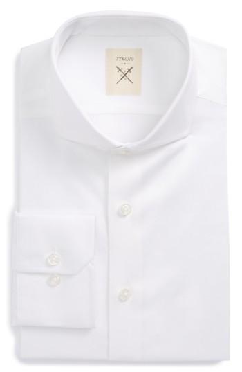 Men's Strong Suit Trim Fit Solid Twill Dress Shirt .5 R - White