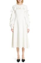 Women's Christian Siriano Long Sleeve Ruffle Detail Cocktail Dress (fits Like 10) - White