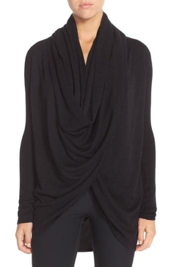 Women's Nordstrom Lingerie Long Wrap Cardigan - Black