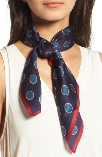 Women's Halogen Shadow Dot Silk Square Scarf, Size - Blue