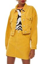Women's Topshop Cotton Corduroy Crop Jacket Us (fits Like 0) - Yellow