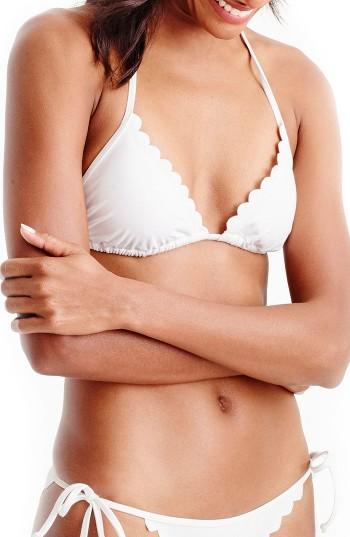 Women's J.crew Scallop Bikini Top, Size - White