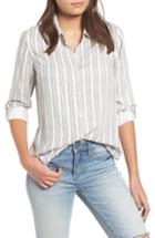 Women's Love, Fire Button Tab Long Sleeve Shirt - White