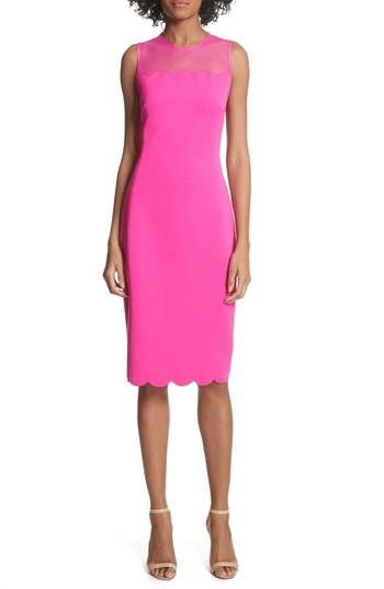 Women's Ted Baker London Scalloped Mesh Yoke Body-con Dress - Pink